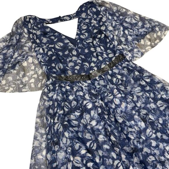 BCBGMAXAZRIA women’s KALEIDOSCOPE navy JEWELS LACE HI-LOW MAXI DRESS size 8 - Picture 7 of 9